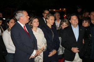 El gobernador de Itapúa, Luis Gneiting, la ministra de Turismo, Marcela Bacigalupo y Carlos Vogeler, de la Organización Mundial de Turismo (OMT), entre otras autoridades participaron de la Puesta en Valor de la Misión Trinidad. 