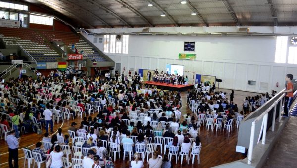 Los niños, niñas y adolescentes de los diferentes países participando del encuentro Foto: Gentileza / Salud Pública