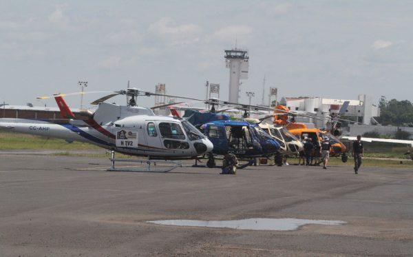 Los helicópteros del Dakar en el Grupo Aerotáctico de las Fuerzas Aéreas. Foto IP.