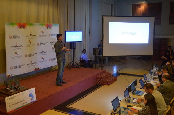 El ministro de la Senatics, David Ocampo, durante la apertura del Demo Day 2016. Foto Senatics.