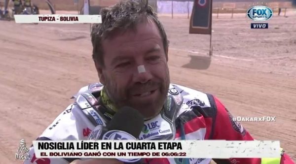 El piloto Walter Nosiglia al terminar la cuarta etapa del Dakar. Foto Fox Sports Argentina.