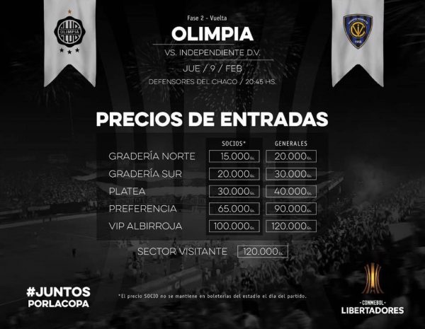 Los precios de las entradas para el enfrentamiento copero de este jueves.
