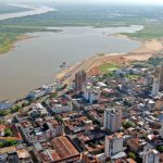 Vista aérea del centro Histórico de Asunción, Puerto de Asunción Río Paraguay